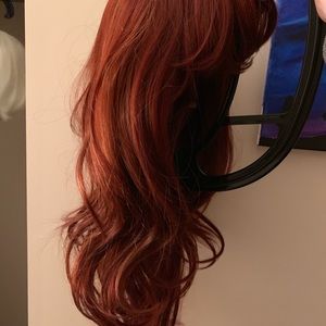 Synthetic dark copper wig with bangs